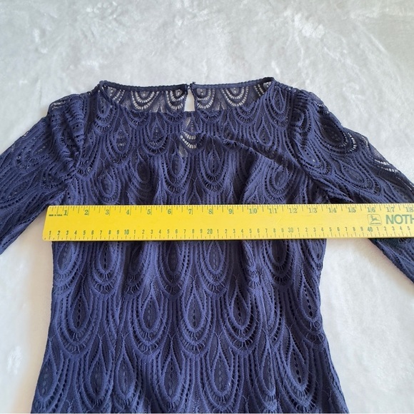 Lilly Pulitzer Hera Lace Dress True Navy Two Tone Feather Lace Size 0 - Picture 12 of 16